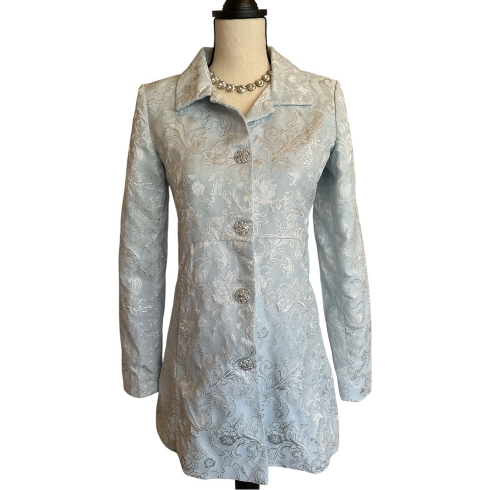 Mary-Kate and Ashley Light Icy Blue Brocade Jacquard Jacket |  Size XS/S